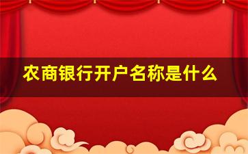 农商银行开户名称是什么