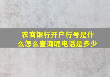 农商银行开户行号是什么怎么查询呢电话是多少