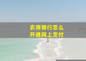 农商银行怎么开通网上支付