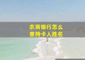 农商银行怎么查持卡人姓名