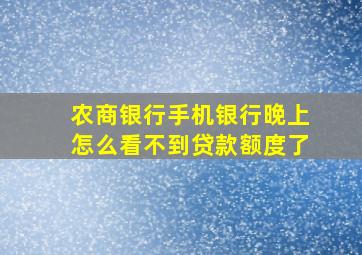 农商银行手机银行晚上怎么看不到贷款额度了