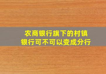 农商银行旗下的村镇银行可不可以变成分行