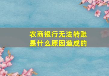 农商银行无法转账是什么原因造成的