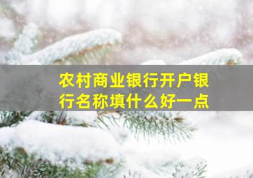 农村商业银行开户银行名称填什么好一点