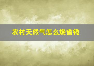 农村天然气怎么烧省钱