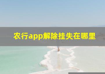 农行app解除挂失在哪里