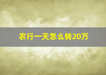 农行一天怎么转20万