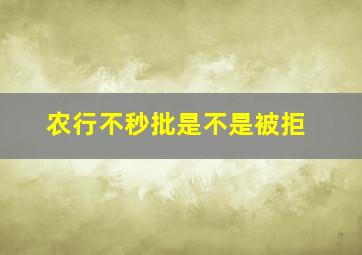 农行不秒批是不是被拒