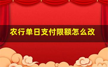 农行单日支付限额怎么改