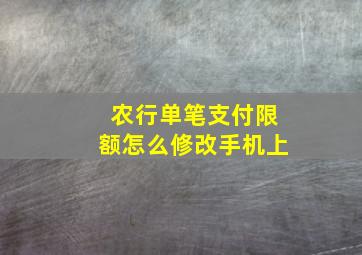 农行单笔支付限额怎么修改手机上