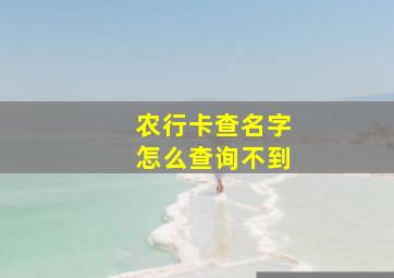 农行卡查名字怎么查询不到