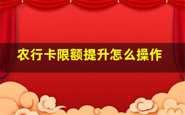 农行卡限额提升怎么操作