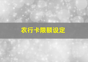 农行卡限额设定