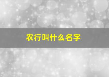 农行叫什么名字