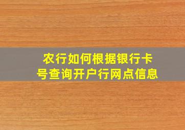 农行如何根据银行卡号查询开户行网点信息