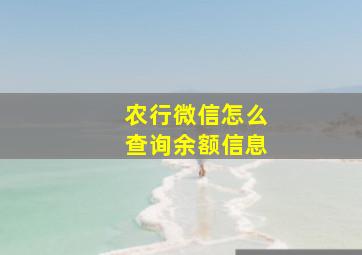 农行微信怎么查询余额信息