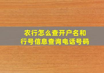 农行怎么查开户名和行号信息查询电话号码