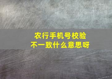 农行手机号校验不一致什么意思呀