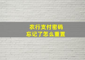 农行支付密码忘记了怎么重置