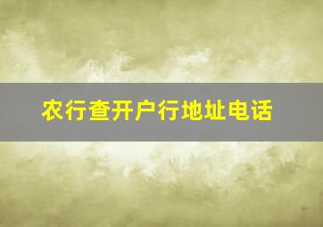 农行查开户行地址电话