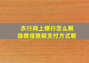 农行网上银行怎么解除微信限额支付方式呢