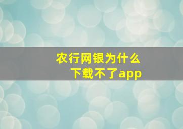 农行网银为什么下载不了app