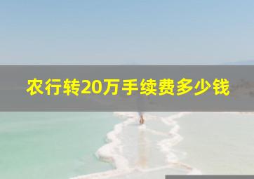 农行转20万手续费多少钱