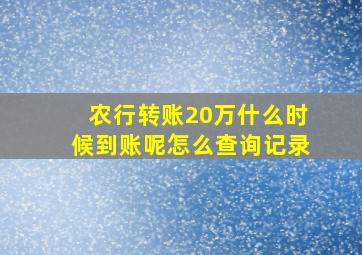 农行转账20万什么时候到账呢怎么查询记录