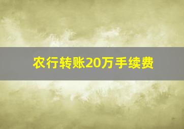 农行转账20万手续费