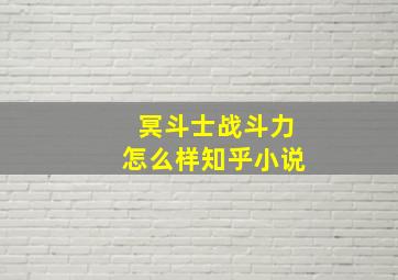 冥斗士战斗力怎么样知乎小说