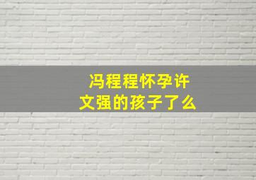 冯程程怀孕许文强的孩子了么