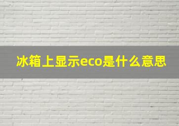 冰箱上显示eco是什么意思