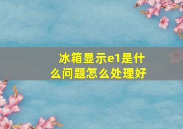 冰箱显示e1是什么问题怎么处理好