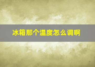 冰箱那个温度怎么调啊