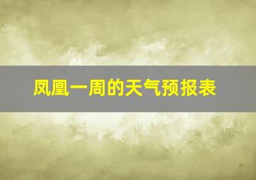 凤凰一周的天气预报表