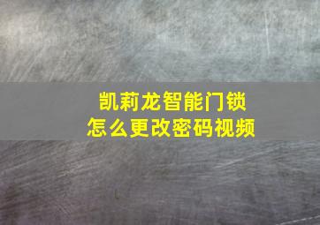 凯莉龙智能门锁怎么更改密码视频