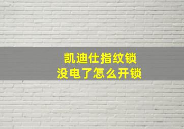 凯迪仕指纹锁没电了怎么开锁