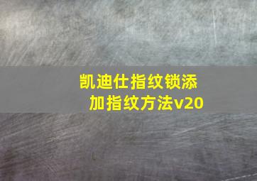 凯迪仕指纹锁添加指纹方法v20