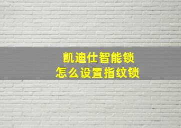 凯迪仕智能锁怎么设置指纹锁