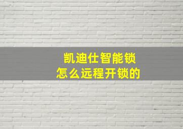 凯迪仕智能锁怎么远程开锁的