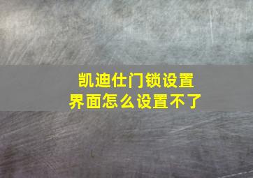 凯迪仕门锁设置界面怎么设置不了