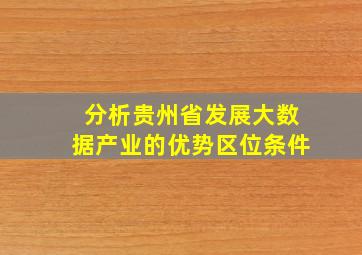 分析贵州省发展大数据产业的优势区位条件