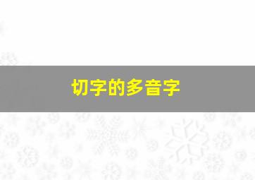 切字的多音字