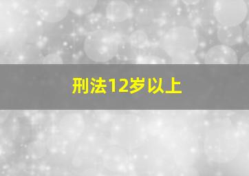 刑法12岁以上