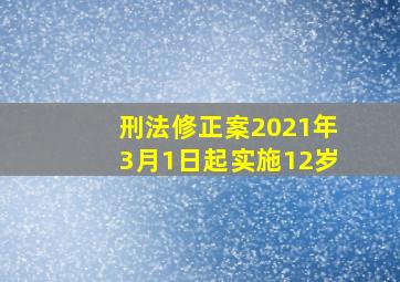 刑法修正案2021年3月1日起实施12岁