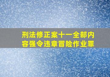 刑法修正案十一全部内容强令违章冒险作业罪