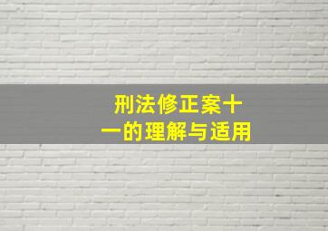 刑法修正案十一的理解与适用