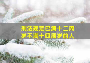 刑法规定已满十二周岁不满十四周岁的人