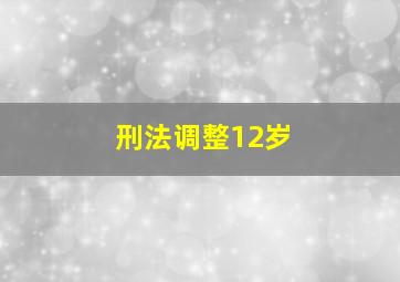 刑法调整12岁