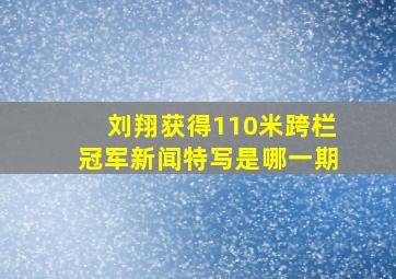 刘翔获得110米跨栏冠军新闻特写是哪一期